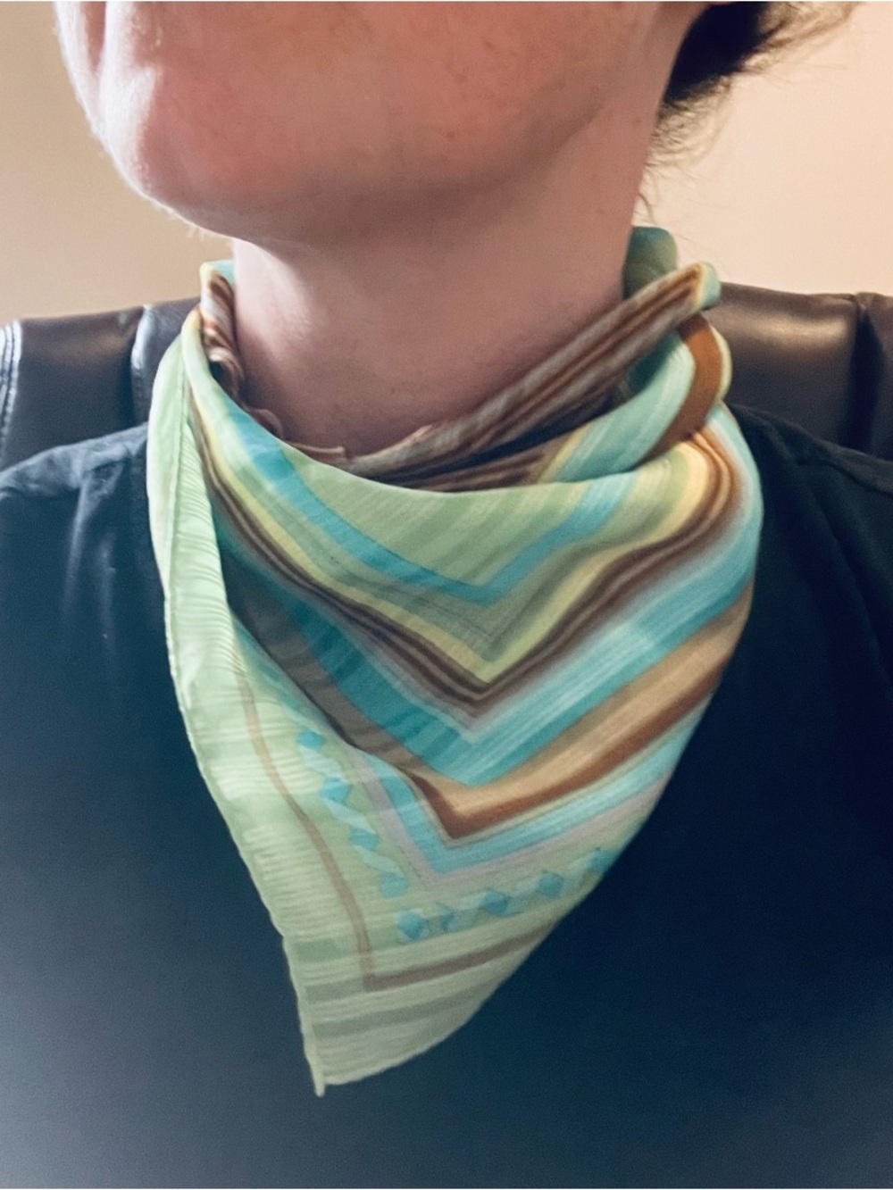 Vintage Oscar de la Renta Silk Scarf in Green/Blue/Brown/Purple